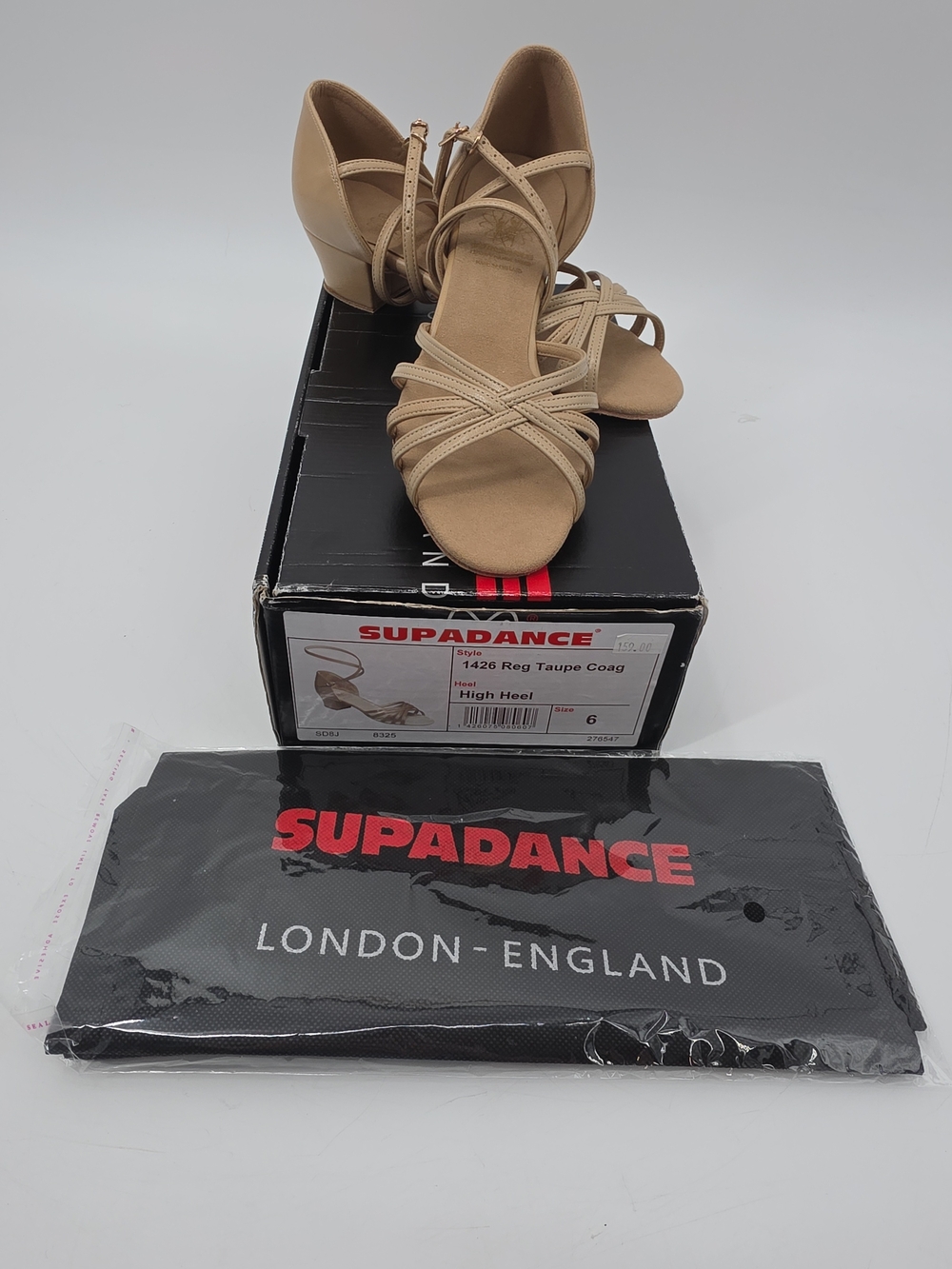 Supadance 1426 Taupe Leather Dance Shoes Suede Sole Teaching Practice UK 6 US 8